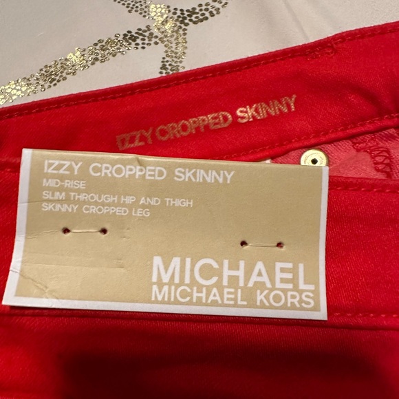 Michael Kors Capri Pants Bright Ruby Red NWT - Picture 2 of 10